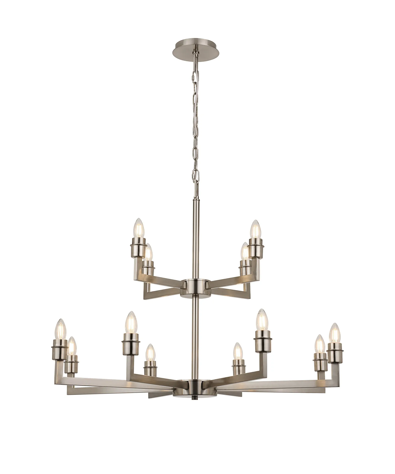 Braxton Multi Arm 2 Tier Pendant Without Shade, 4 + 8 Light - Image 3
