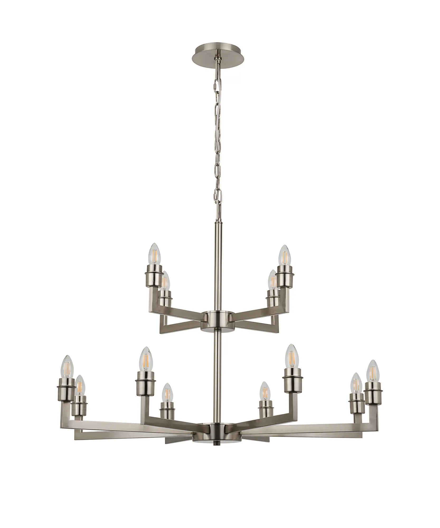 Braxton Multi Arm 2 Tier Pendant Without Shade, 4 + 8 Light - Image 6