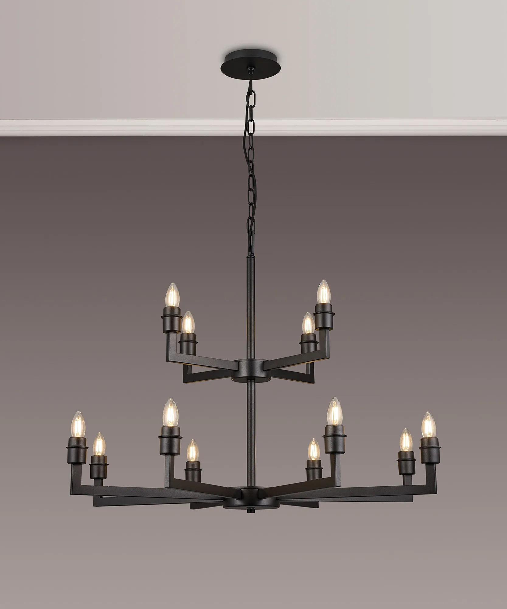 Braxton Multi Arm 2 Tier Pendant Without Shade, 4 + 8 Light - Image 8