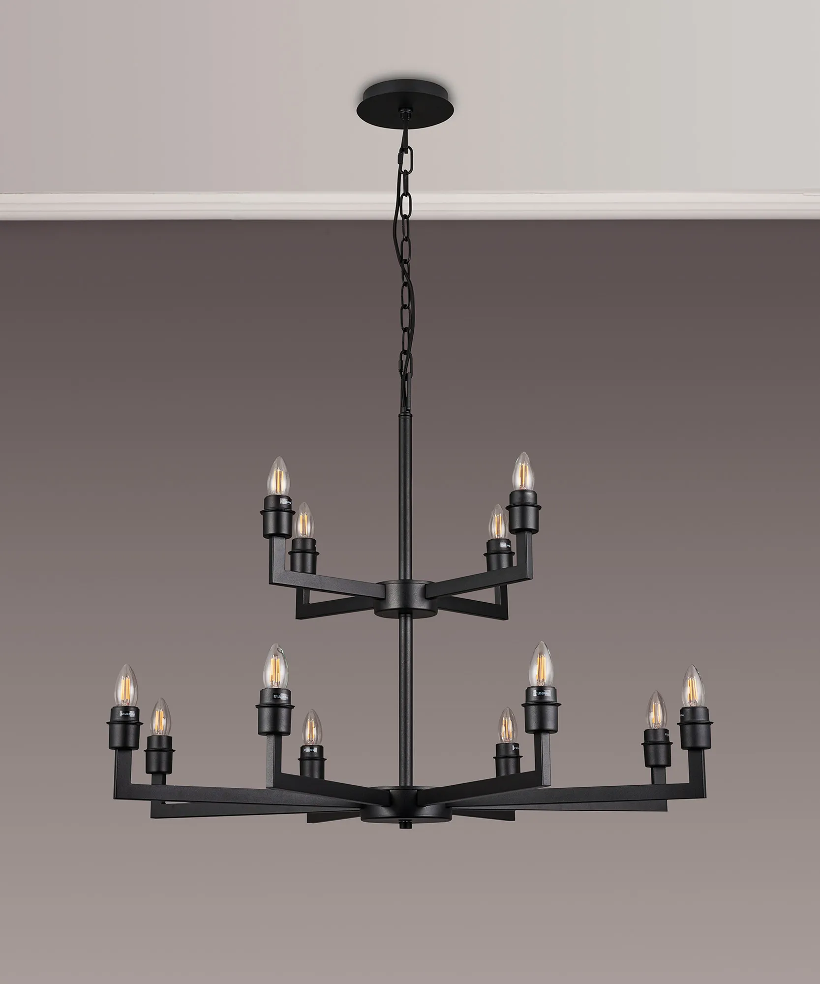 Braxton Multi Arm 2 Tier Pendant Without Shade, 4 + 8 Light - Image 9
