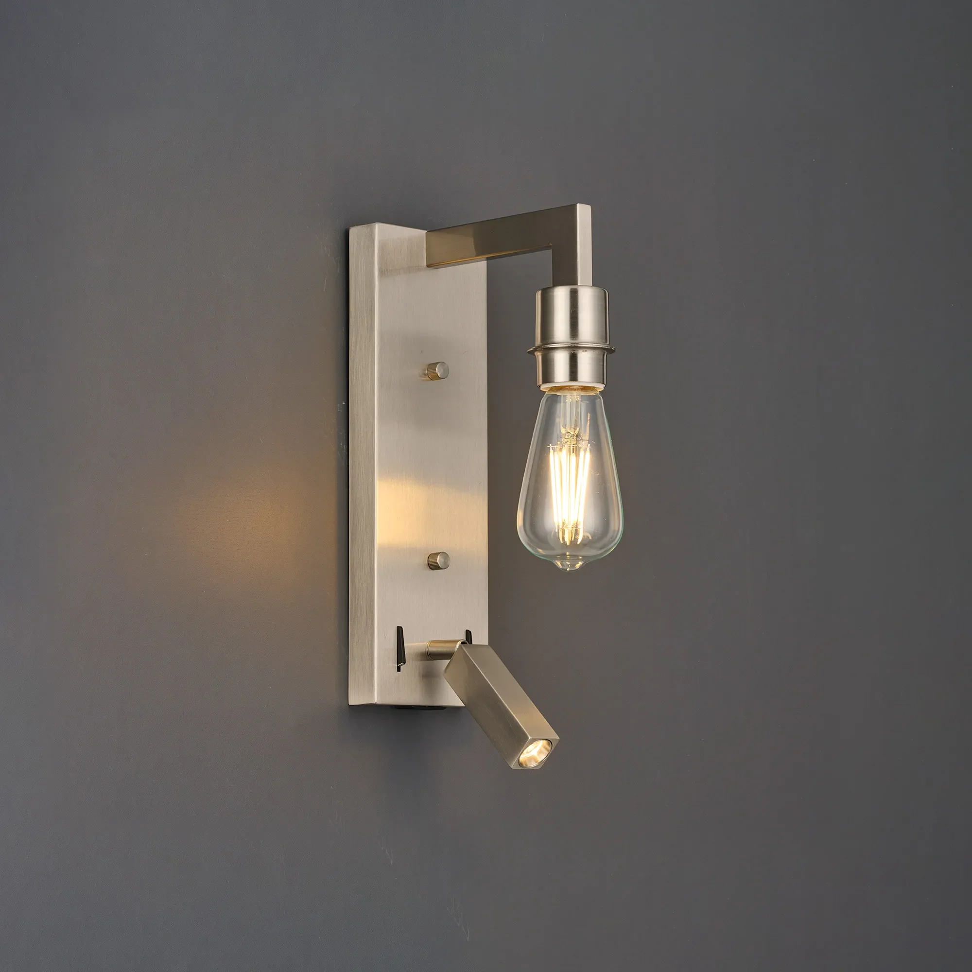 Braxton Wall Lamp (FRAME ONLY) Without Shade, 1 Light E27 + Reading Light USB-A & USB-C 3W LED, 3000K, 270lm - Image 13