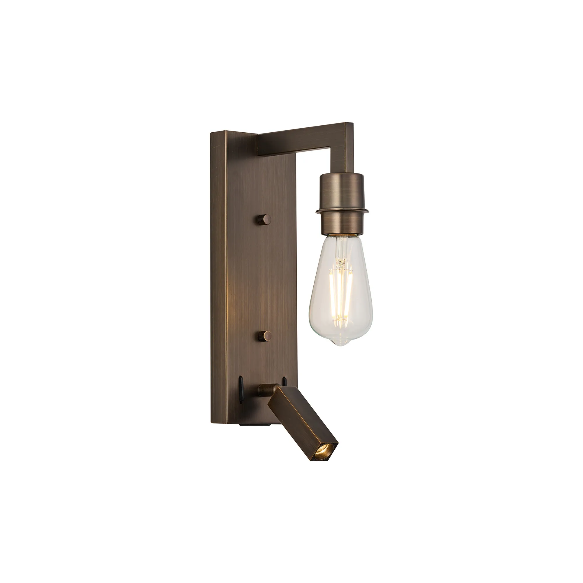 Braxton Wall Lamp (FRAME ONLY) Without Shade, 1 Light E27 + Reading Light USB-A & USB-C 3W LED, 3000K, 270lm - Image 2