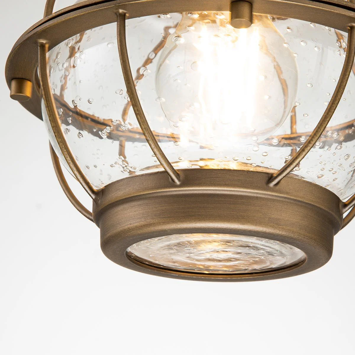 Bridge Point 1 Light Small Chain Lantern - Weathered Zinc/Natural Brass IP44 E27 - Image 7