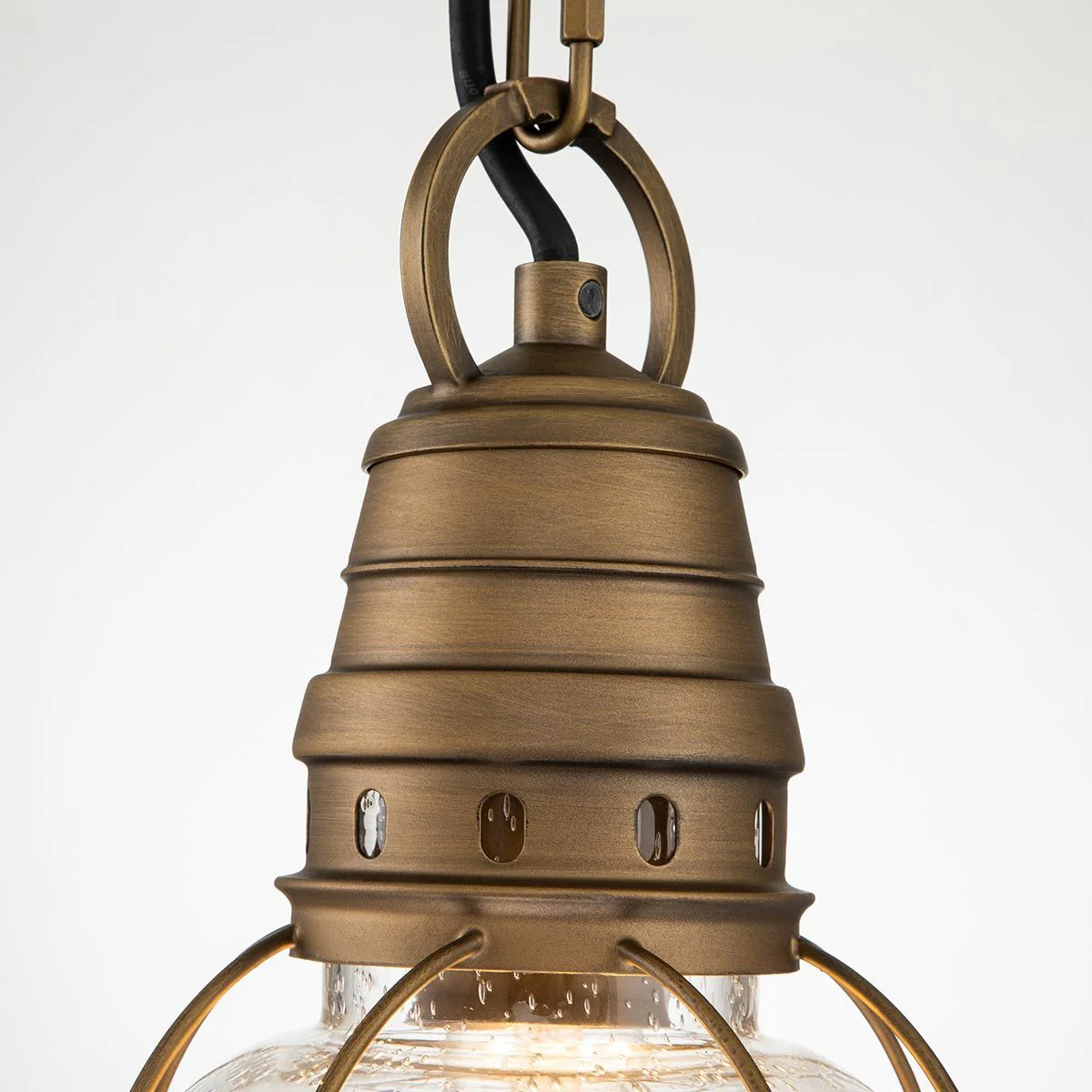 Bridge Point 1 Light Small Chain Lantern - Weathered Zinc/Natural Brass IP44 E27 - Image 8