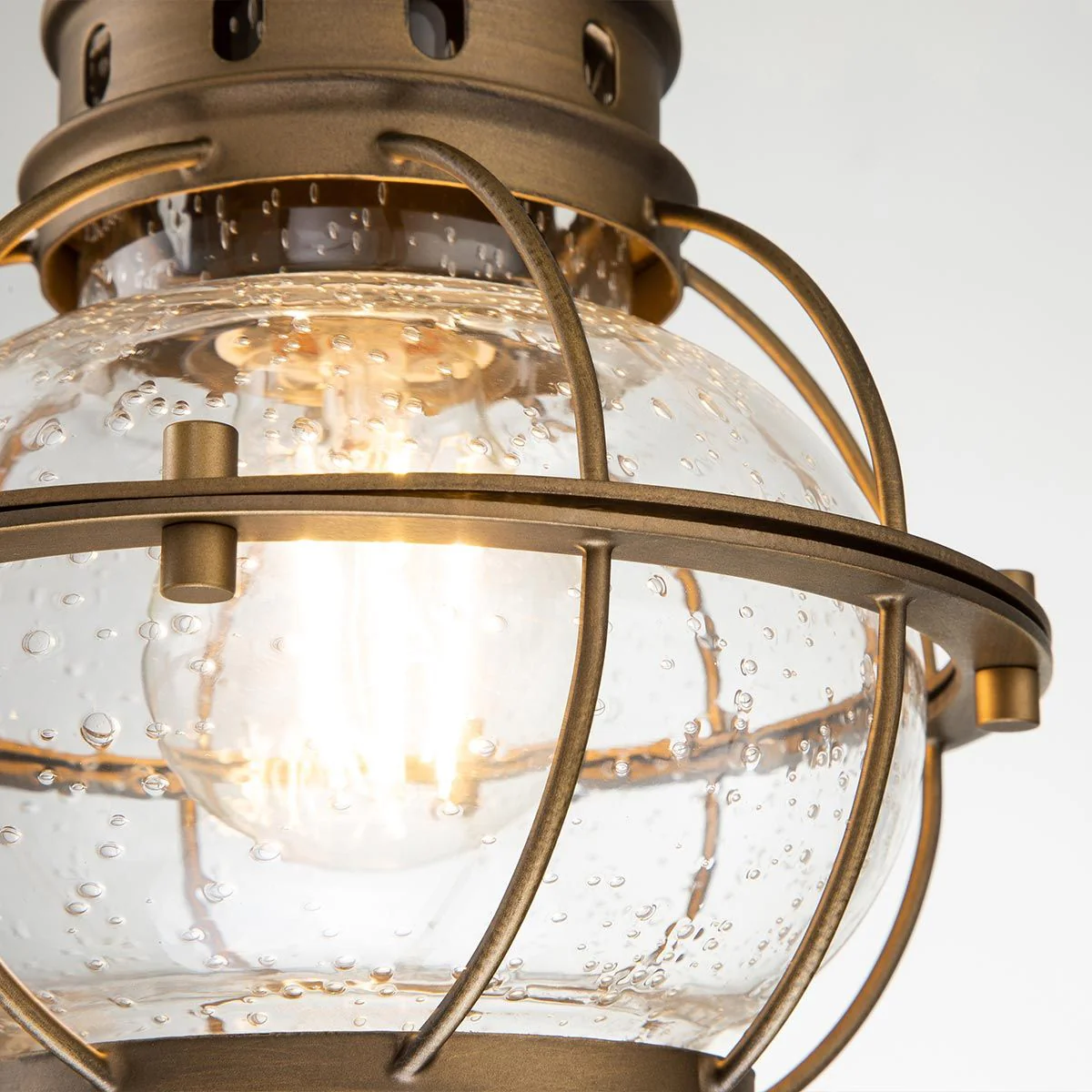 Bridge Point 1 Light Small Chain Lantern - Weathered Zinc/Natural Brass IP44 E27 - Image 9