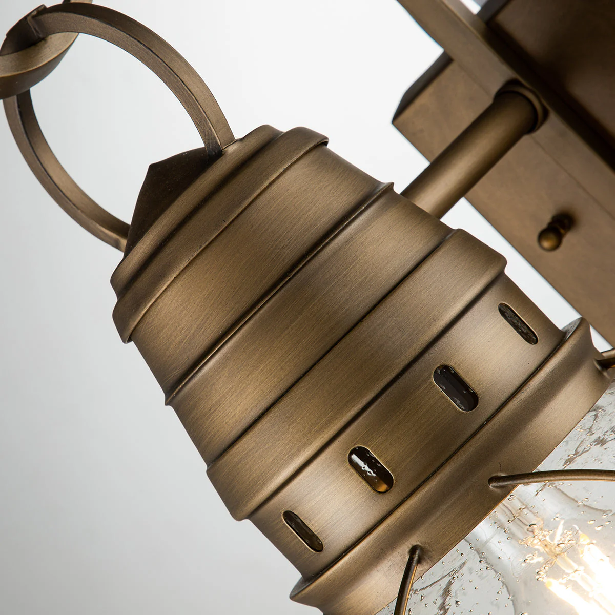 Bridge Point Small/Medium/Large Wall Lantern - Weathered Zinc/Natural Brass Finish - Image 11