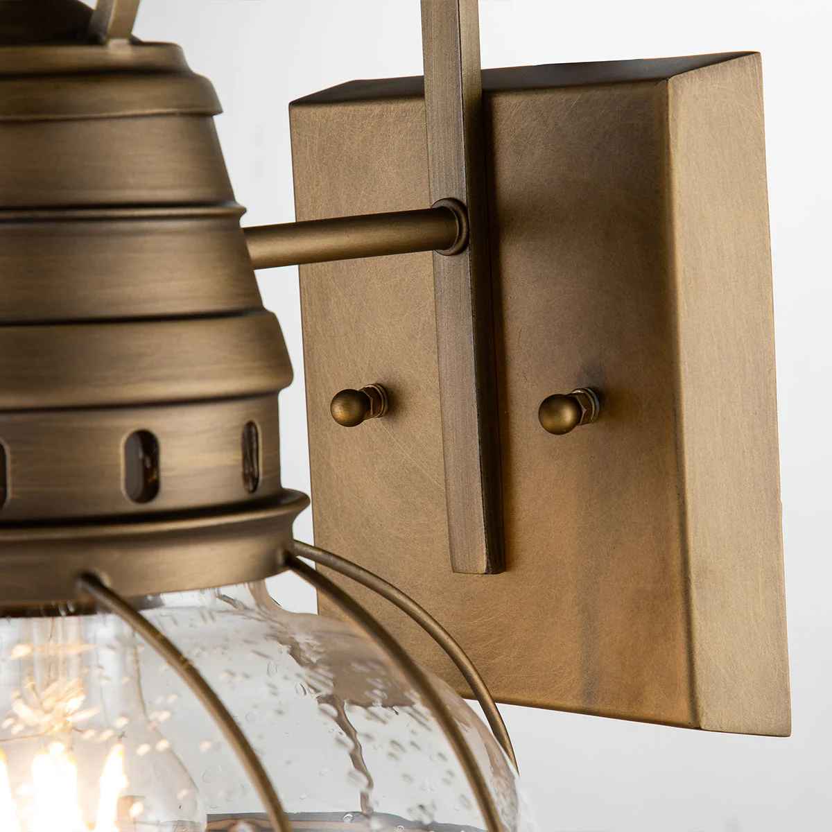 Bridge Point Small/Medium/Large Wall Lantern - Weathered Zinc/Natural Brass Finish - Image 12