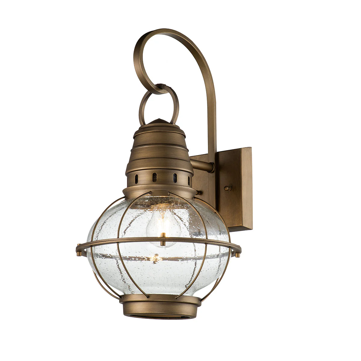 Bridge Point Small/Medium/Large Wall Lantern - Weathered Zinc/Natural Brass Finish - Image 15