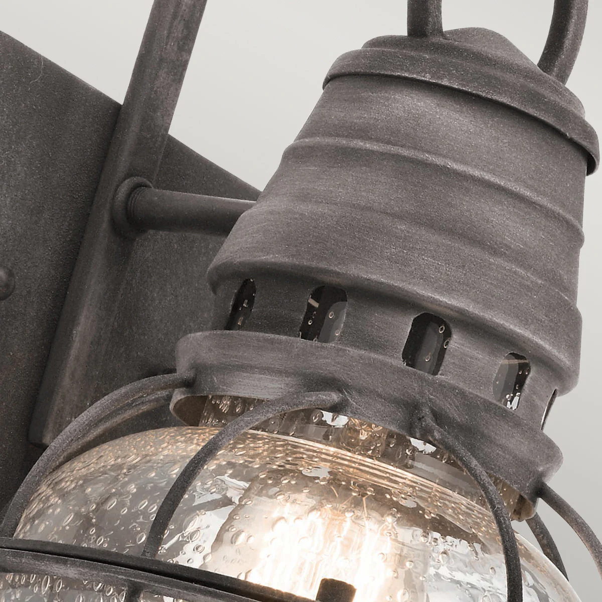 Bridge Point Small/Medium/Large Wall Lantern - Weathered Zinc/Natural Brass Finish - Image 3
