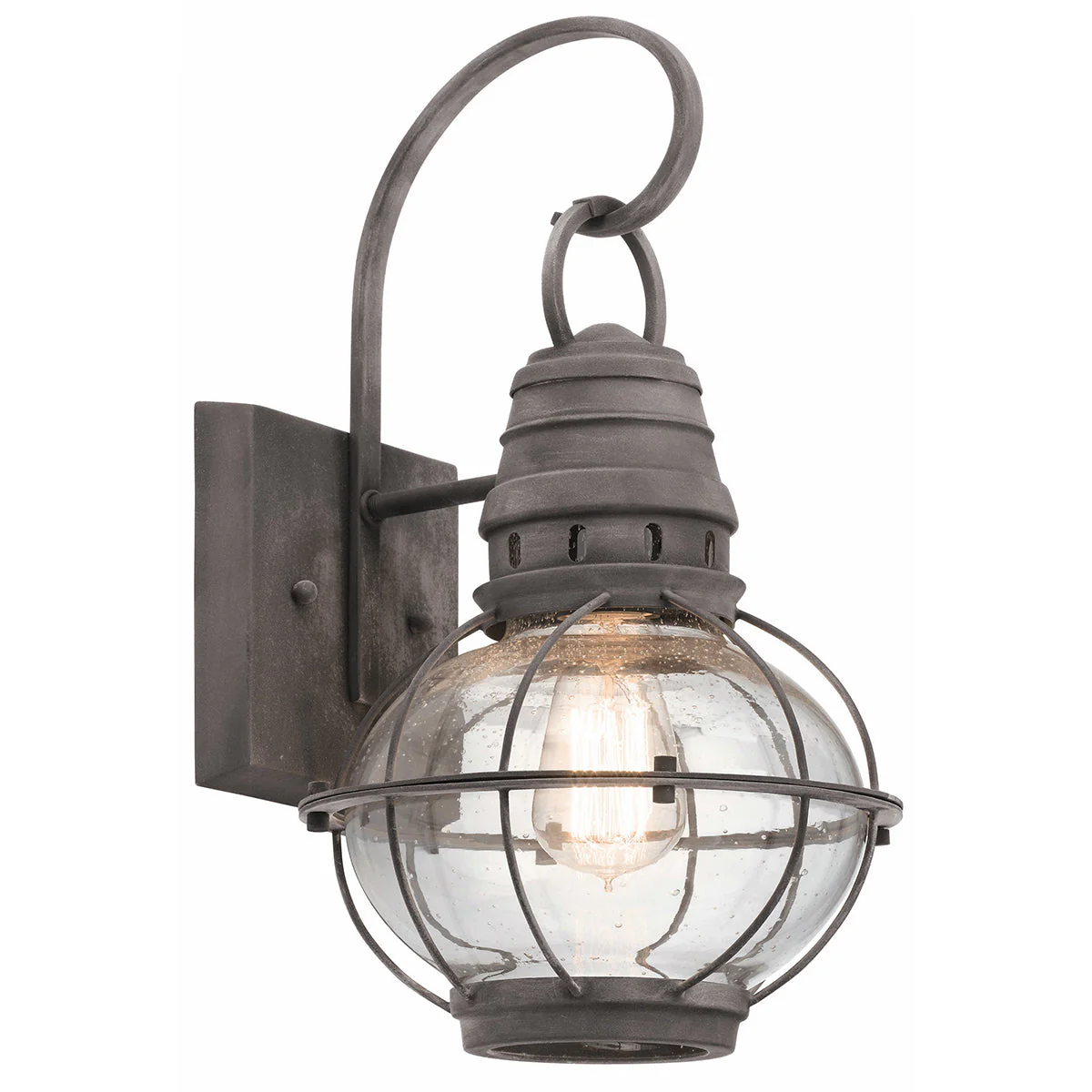 Bridge Point Small/Medium/Large Wall Lantern - Weathered Zinc/Natural Brass Finish - Image 5