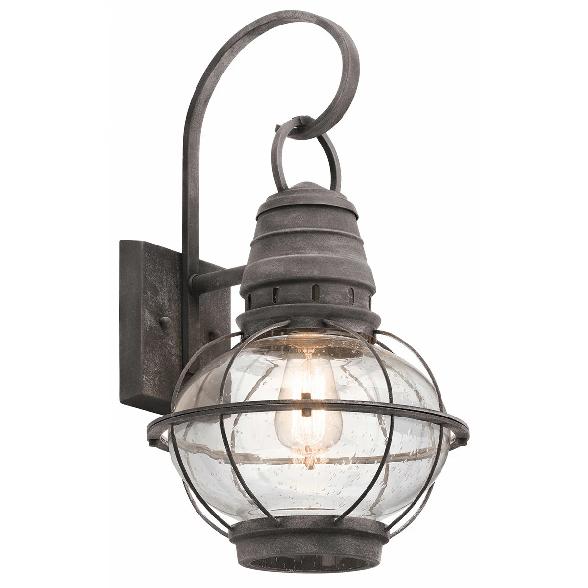 Bridge Point Small/Medium/Large Wall Lantern - Weathered Zinc/Natural Brass Finish - Image 6