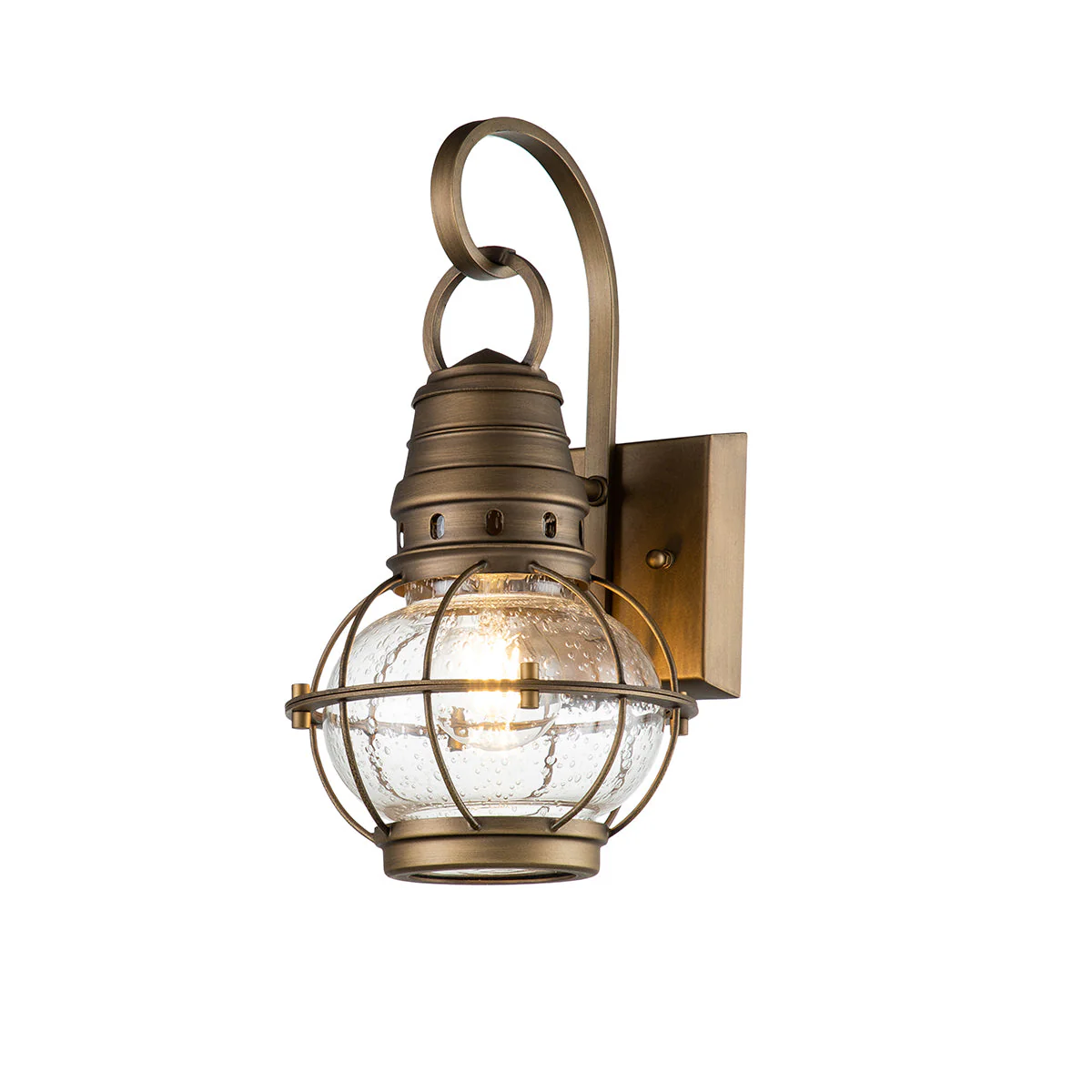 Bridge Point Small/Medium/Large Wall Lantern - Weathered Zinc/Natural Brass Finish - Image 7