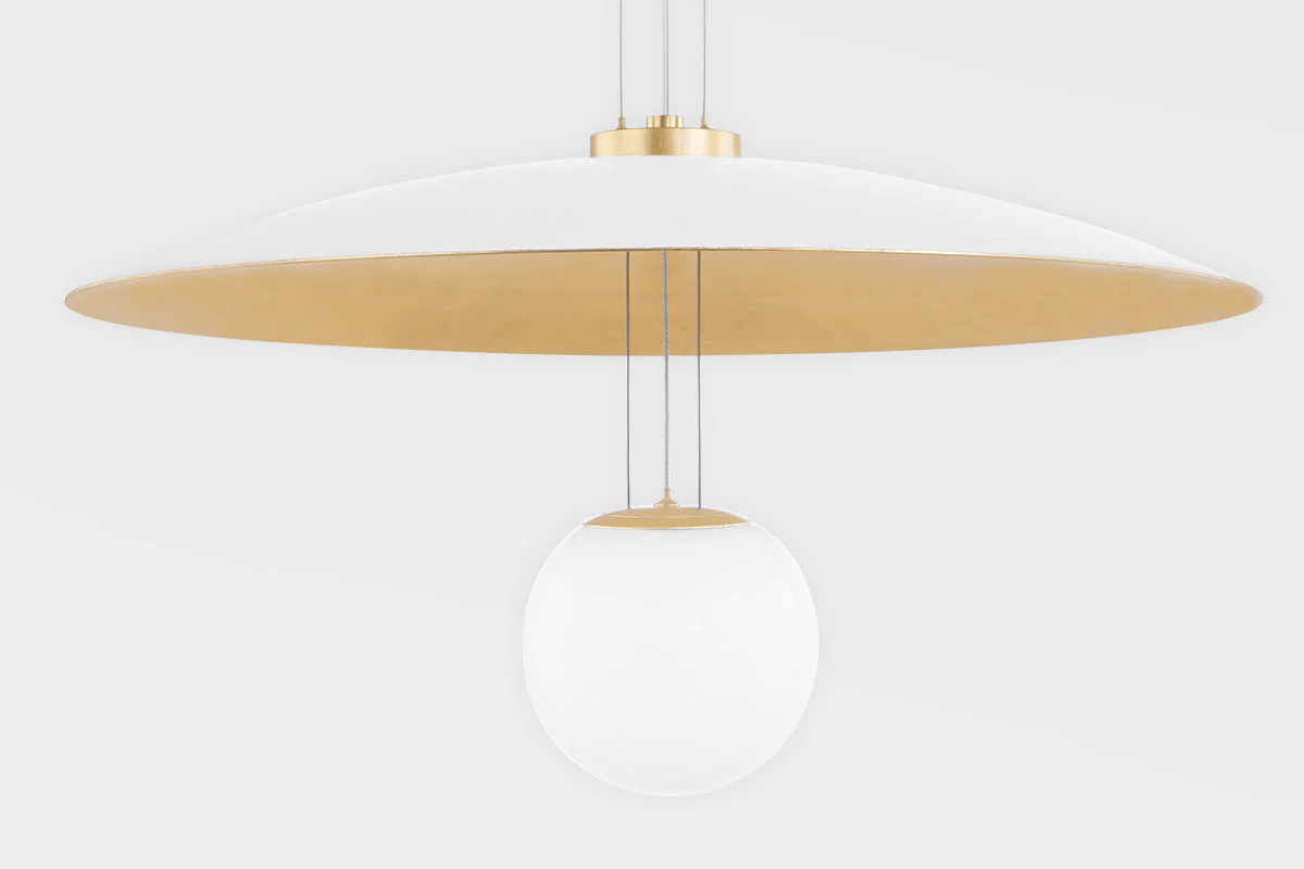 Brim LED Single Pendant - White & Gold - Image 3