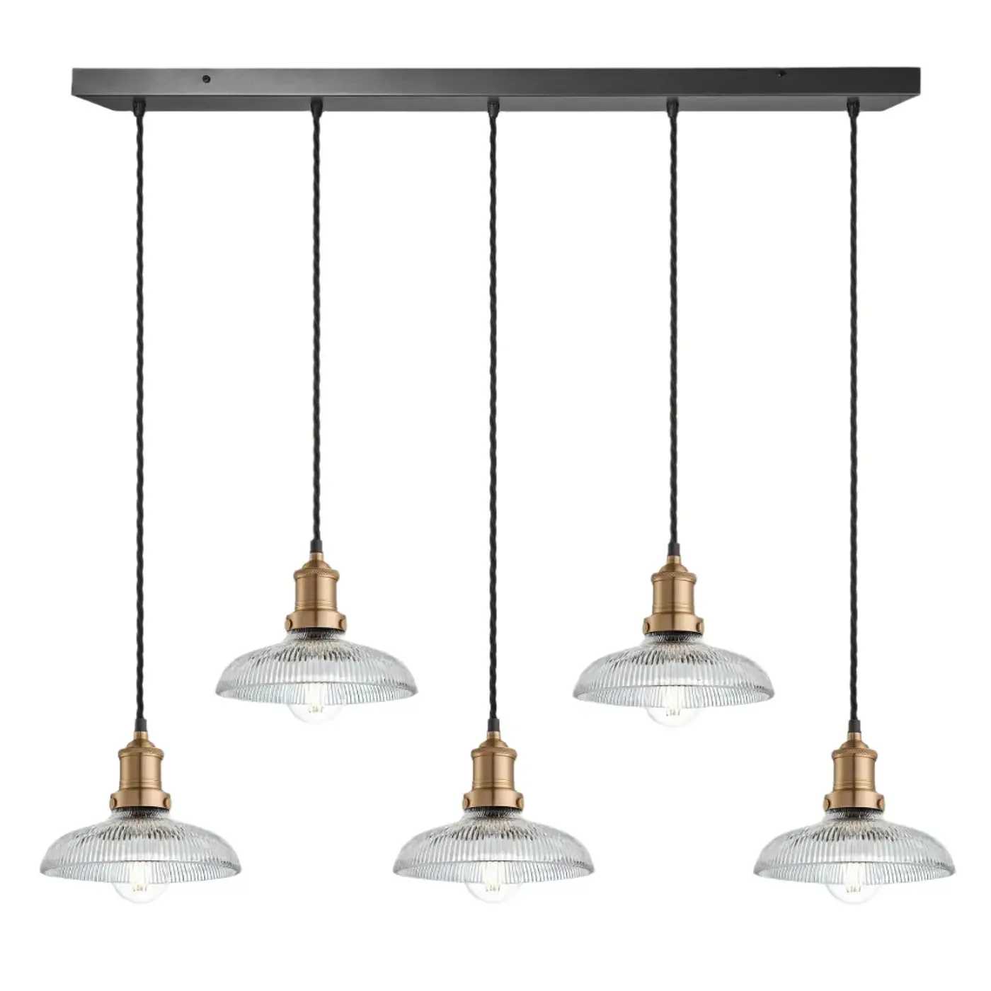Brooklyn 3/5Lt Glass Dome Wire Cluster Lights - Brass/Pewter - Image 2