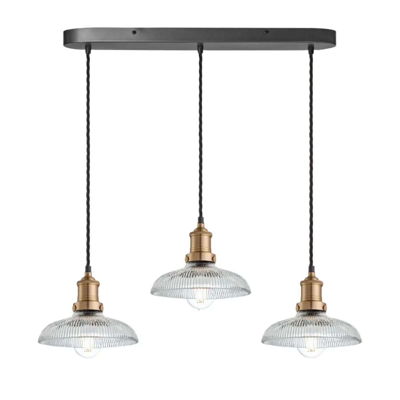Brooklyn 3/5Lt Glass Dome Wire Cluster Lights - Brass/Pewter - Image 3