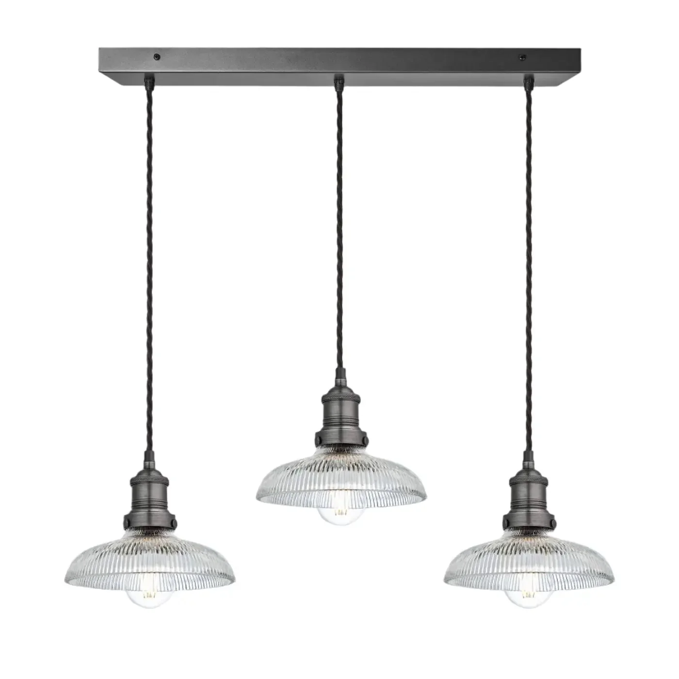 Brooklyn 3/5Lt Glass Dome Wire Cluster Lights - Brass/Pewter - Image 4