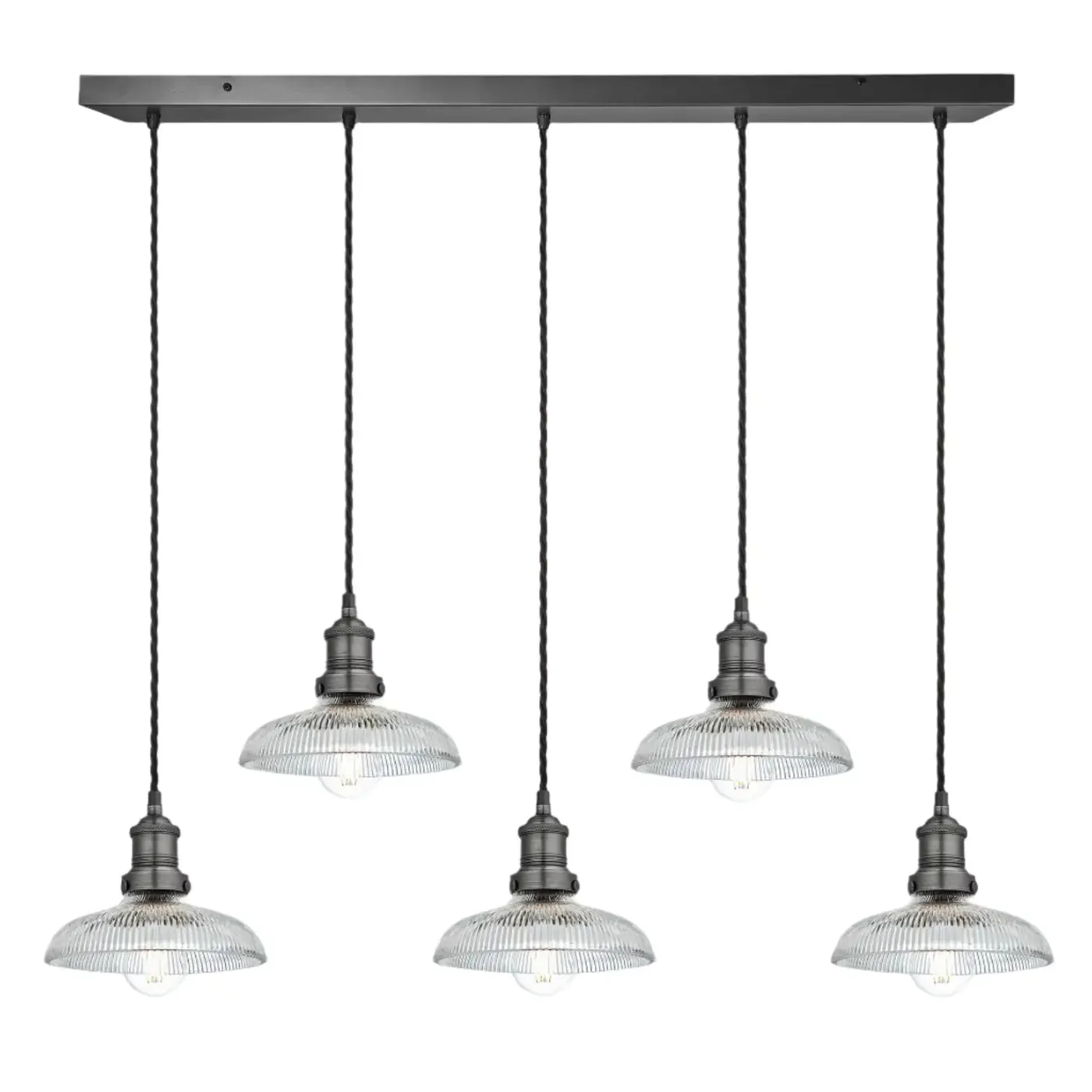 Brooklyn 3/5Lt Glass Dome Wire Cluster Lights - Brass/Pewter - Image 8