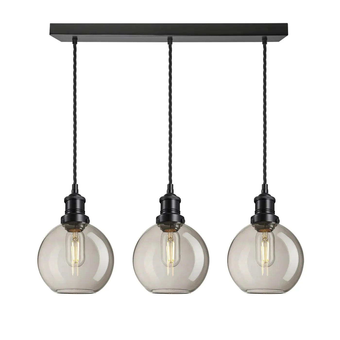 Brooklyn 3Lt Glass Globe Wire Cluster Lights -Brass/ Pewter - Image 2