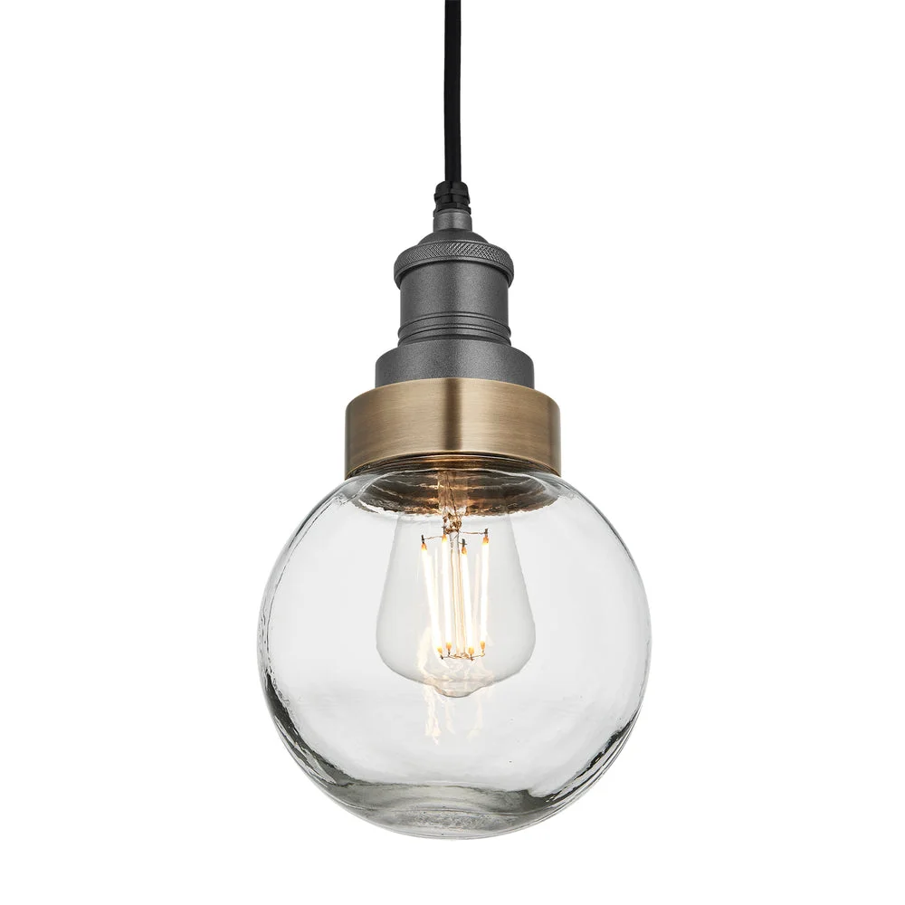 Brooklyn Outdoor & Bathroom Globe Pendant- Brass/ Pewter Finishes - Image 2