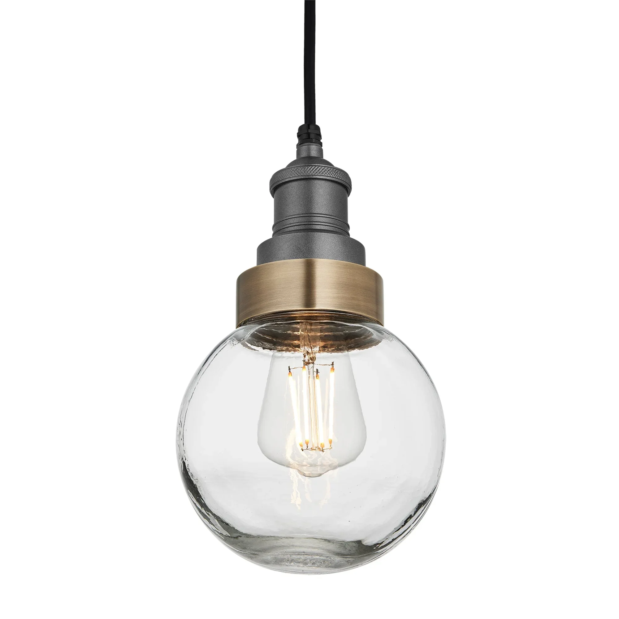 Brooklyn Outdoor & Bathroom Globe Pendant- Brass/ Pewter Finishes - Image 3