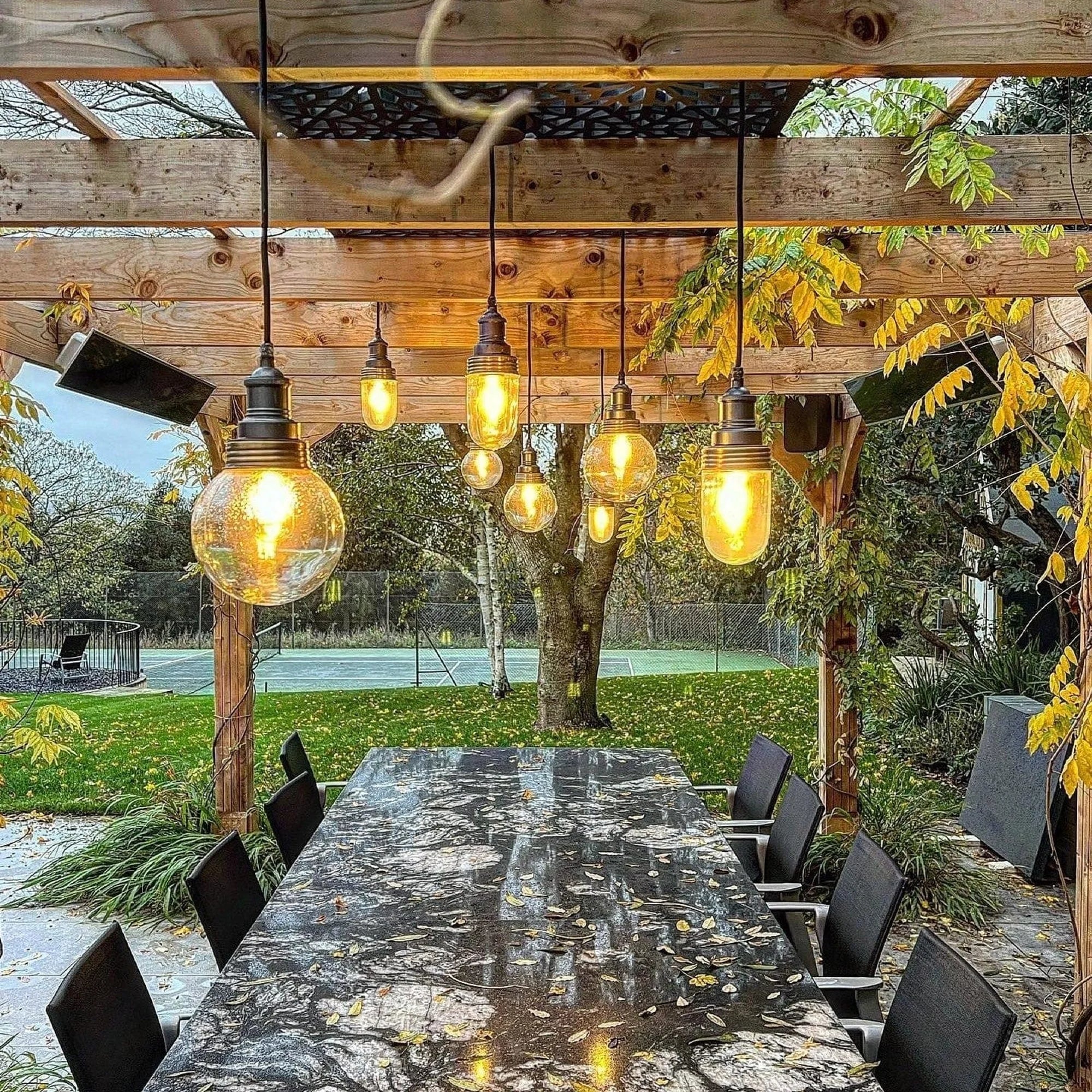 Brooklyn Outdoor & Bathroom Globe Pendant- Brass/ Pewter Finishes - Image 4