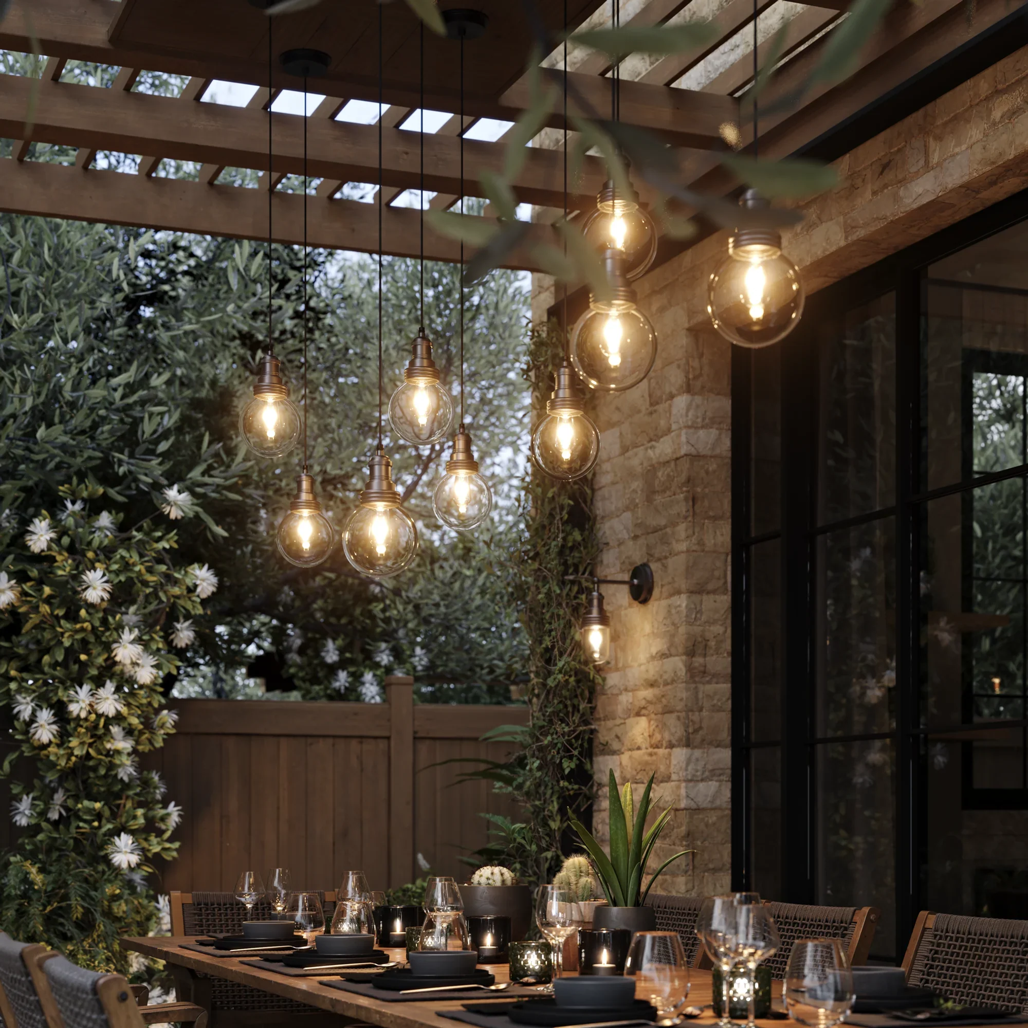 Brooklyn Outdoor & Bathroom Globe Pendant- Brass/ Pewter Finishes - Image 6