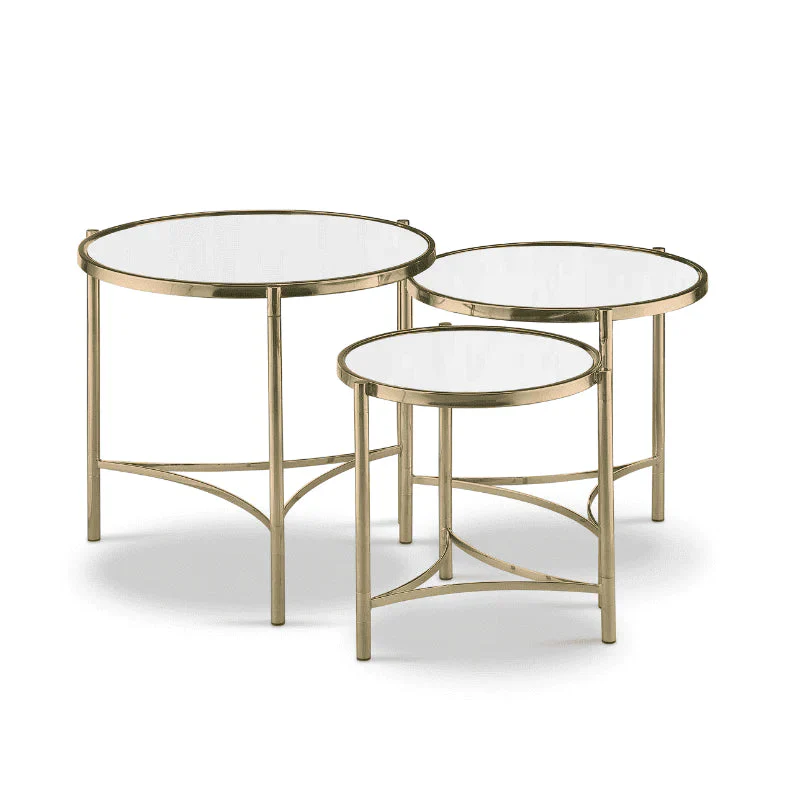 Brookville Tables Set of 3 - Silver/Brass & Mirrored Top Finish - Image 2
