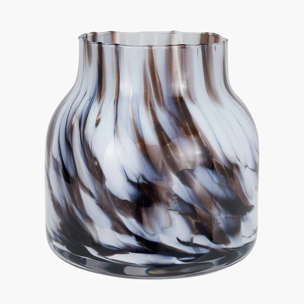 Brown and White Tortoiseshell Glass Vase - Small/Large - Image 2