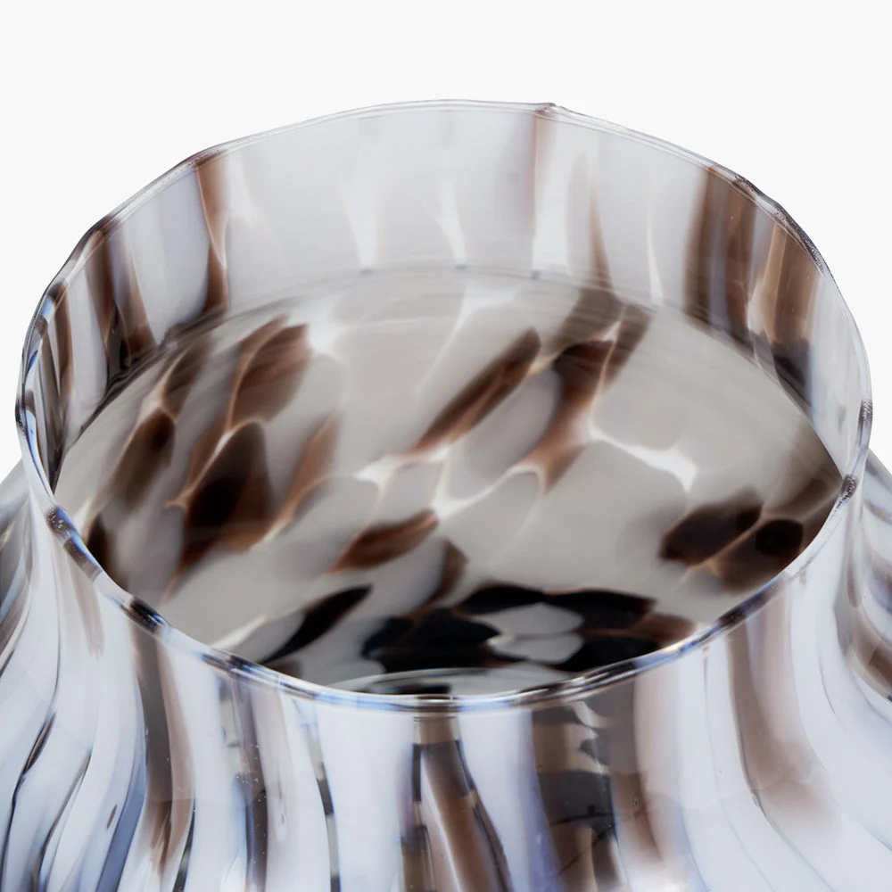 Brown and White Tortoiseshell Glass Vase - Small/Large - Image 3