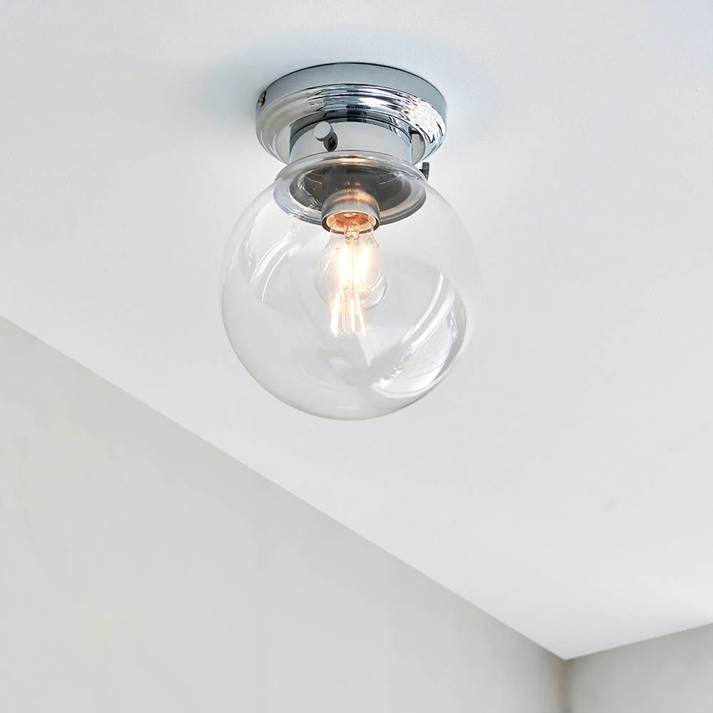 Brunswick Flush Bathroom Centre Ceiling Light IP44 - Chrome - Image 2