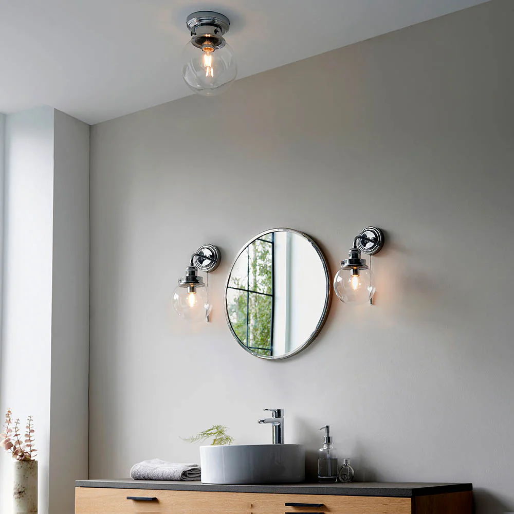 Brunswick Flush Bathroom Centre Ceiling Light IP44 - Chrome - Image 3