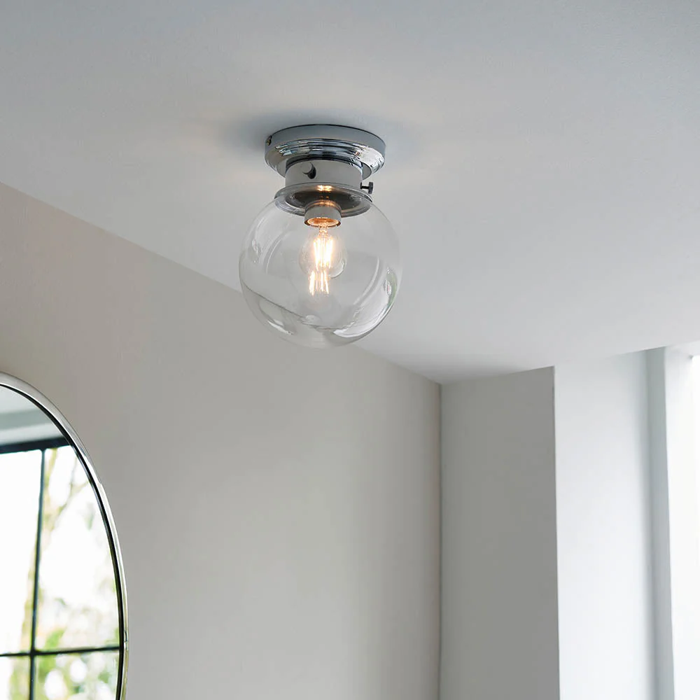 Brunswick Flush Bathroom Centre Ceiling Light IP44 - Chrome - Image 4