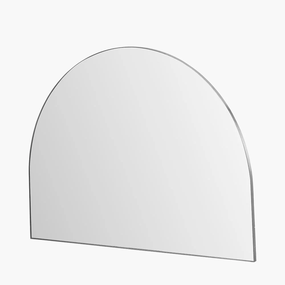 Brushed Silver Metal Slim Frame Wide Arch Wall Mirror - Image 2