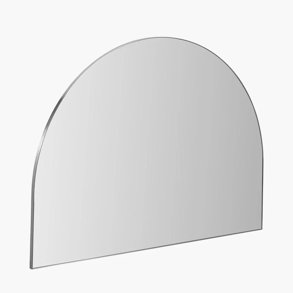 Brushed Silver Metal Slim Frame Wide Arch Wall Mirror - Image 3