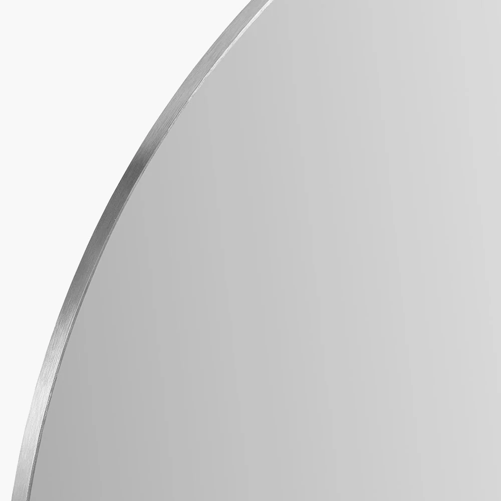Brushed Silver Metal Slim Frame Wide Arch Wall Mirror - Image 4
