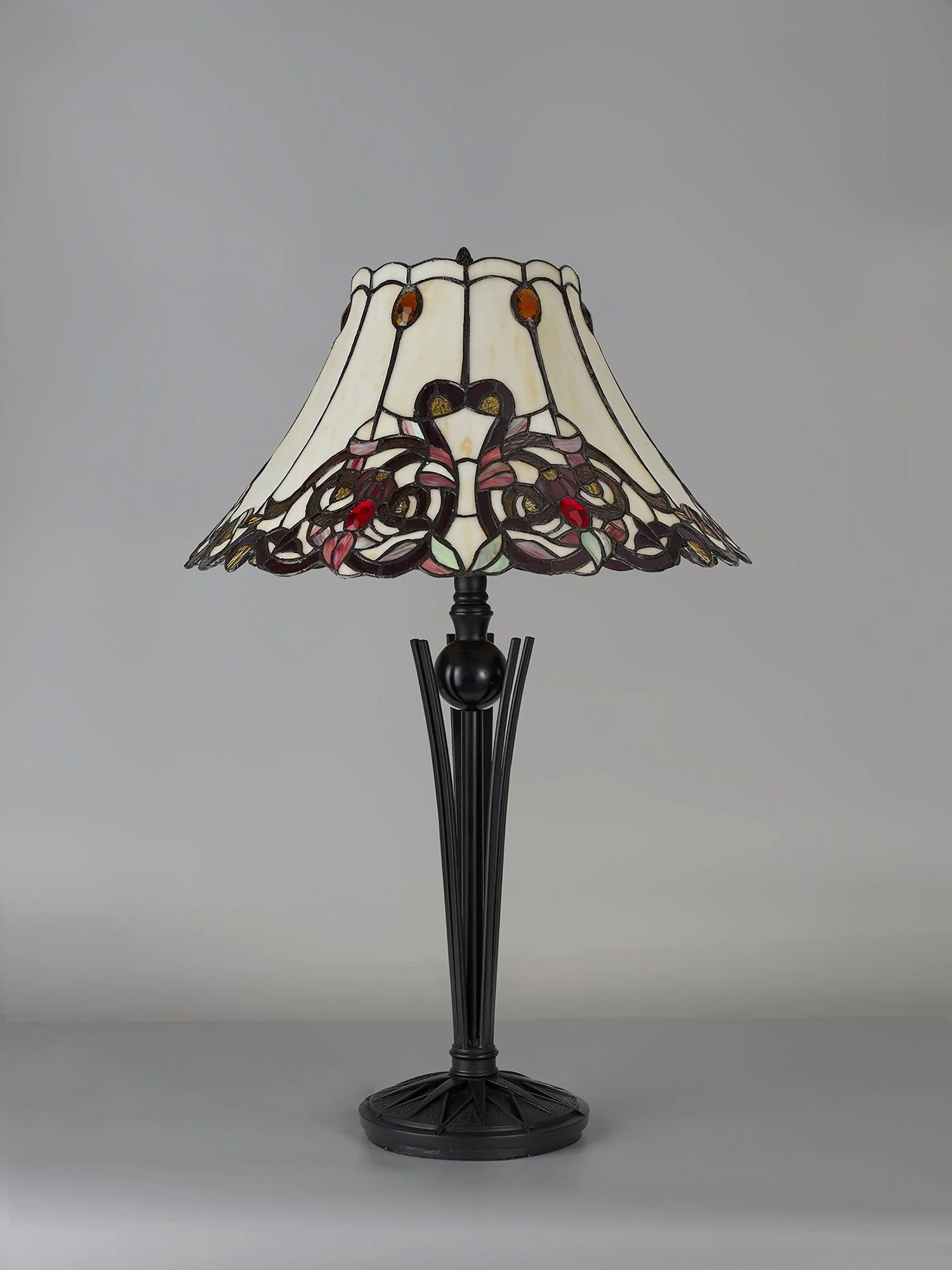 Bunny Tiffany Table Lamp, 2 x E27, Red / Orange / Crystal / Black - Image 2