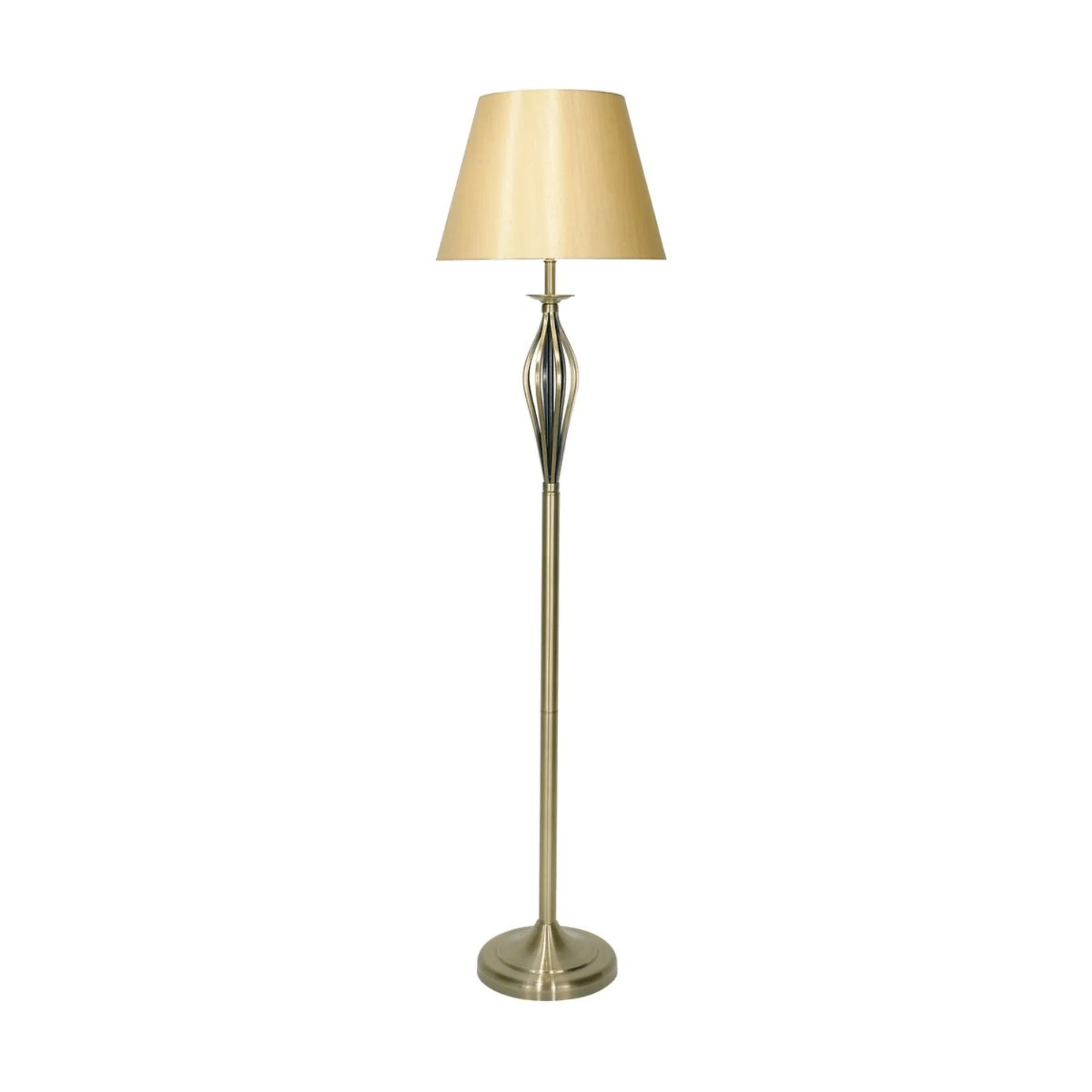 Bybliss Floor Lamp Antique Brass/Satin Chrome complete with Shade
