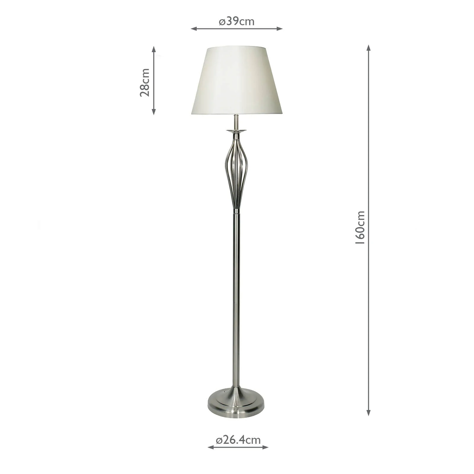 Bybliss Floor Lamp Antique Brass/Satin Chrome complete with Shade - Image 8