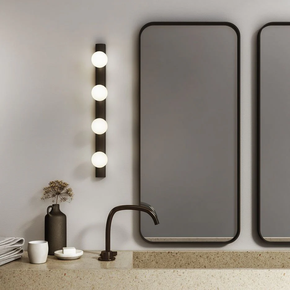 Cabaret Bathroom Wall Light IP44  - Matt Black/Polished Chrome - Image 3