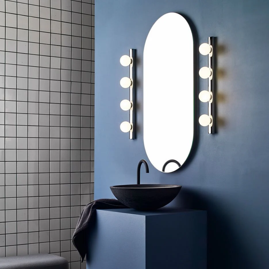 Cabaret Bathroom Wall Light IP44  - Matt Black/Polished Chrome - Image 7