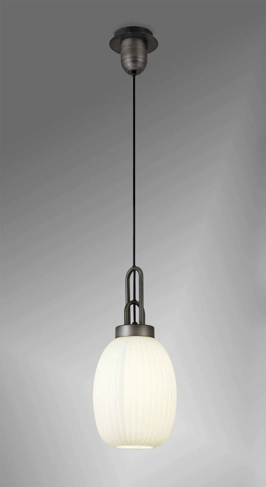 Cadiz 1 Light Pendant With 20cm Almond Ribbed Glass - Various Colour Range - Image 10