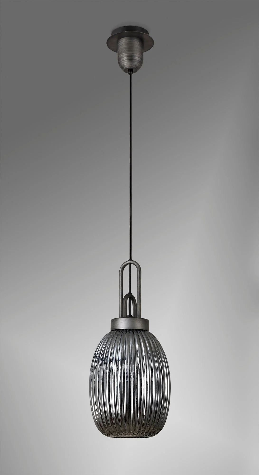 Cadiz 1 Light Pendant With 20cm Almond Ribbed Glass - Various Colour Range - Image 14