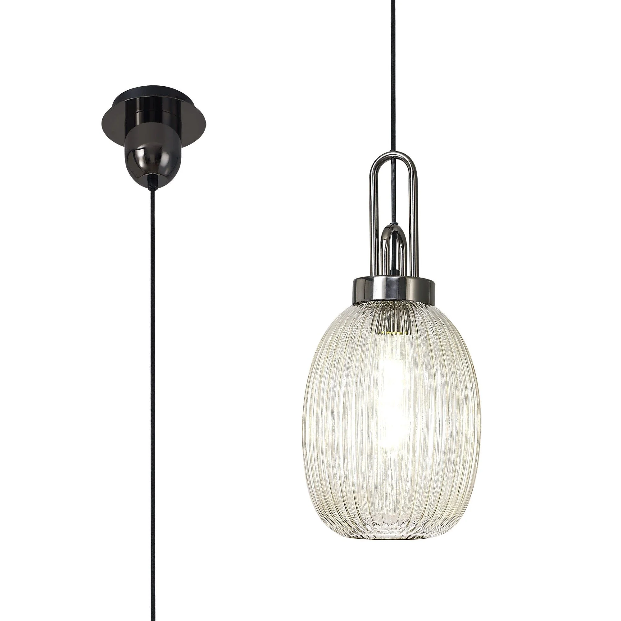 Cadiz 1 Light Pendant With 20cm Almond Ribbed Glass - Various Colour Range - Image 19