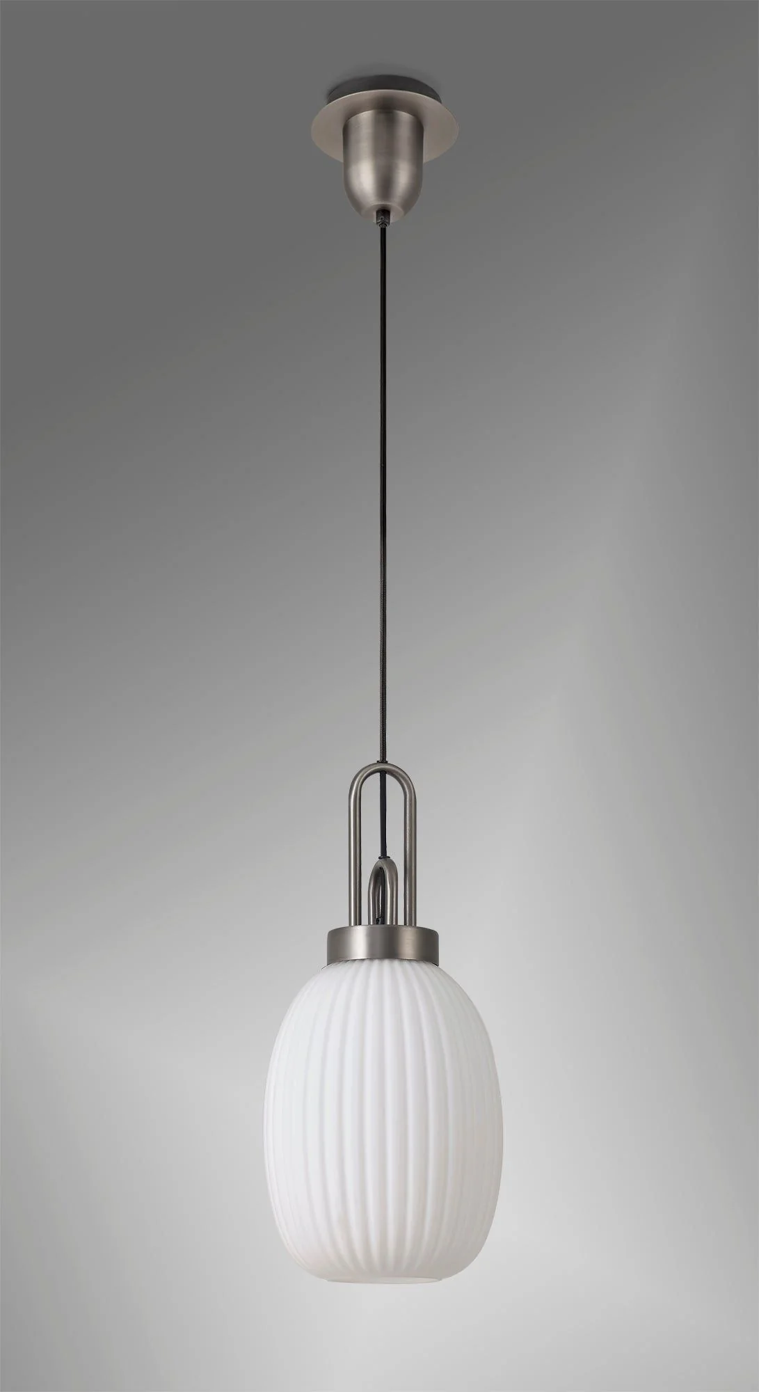 Cadiz 1 Light Pendant With 20cm Almond Ribbed Glass - Various Colour Range - Image 2