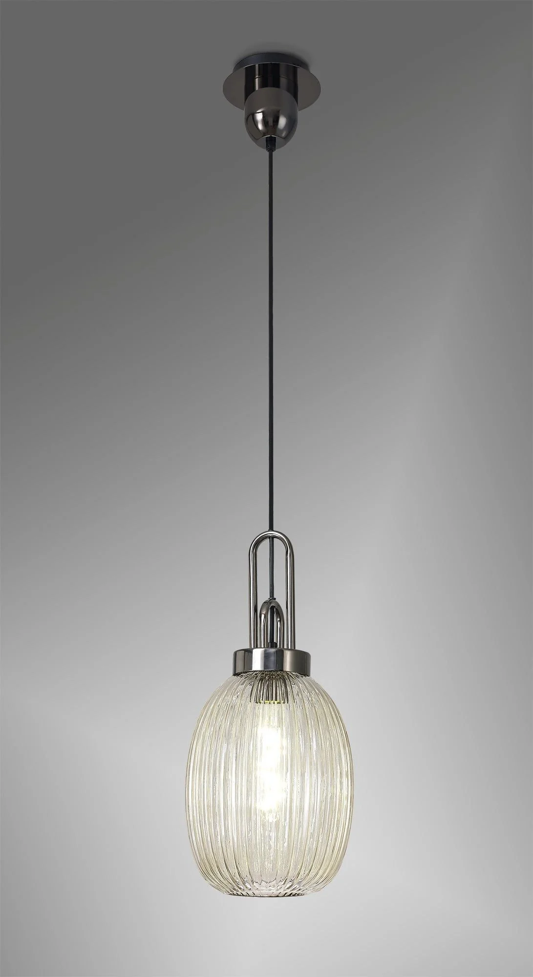 Cadiz 1 Light Pendant With 20cm Almond Ribbed Glass - Various Colour Range - Image 20
