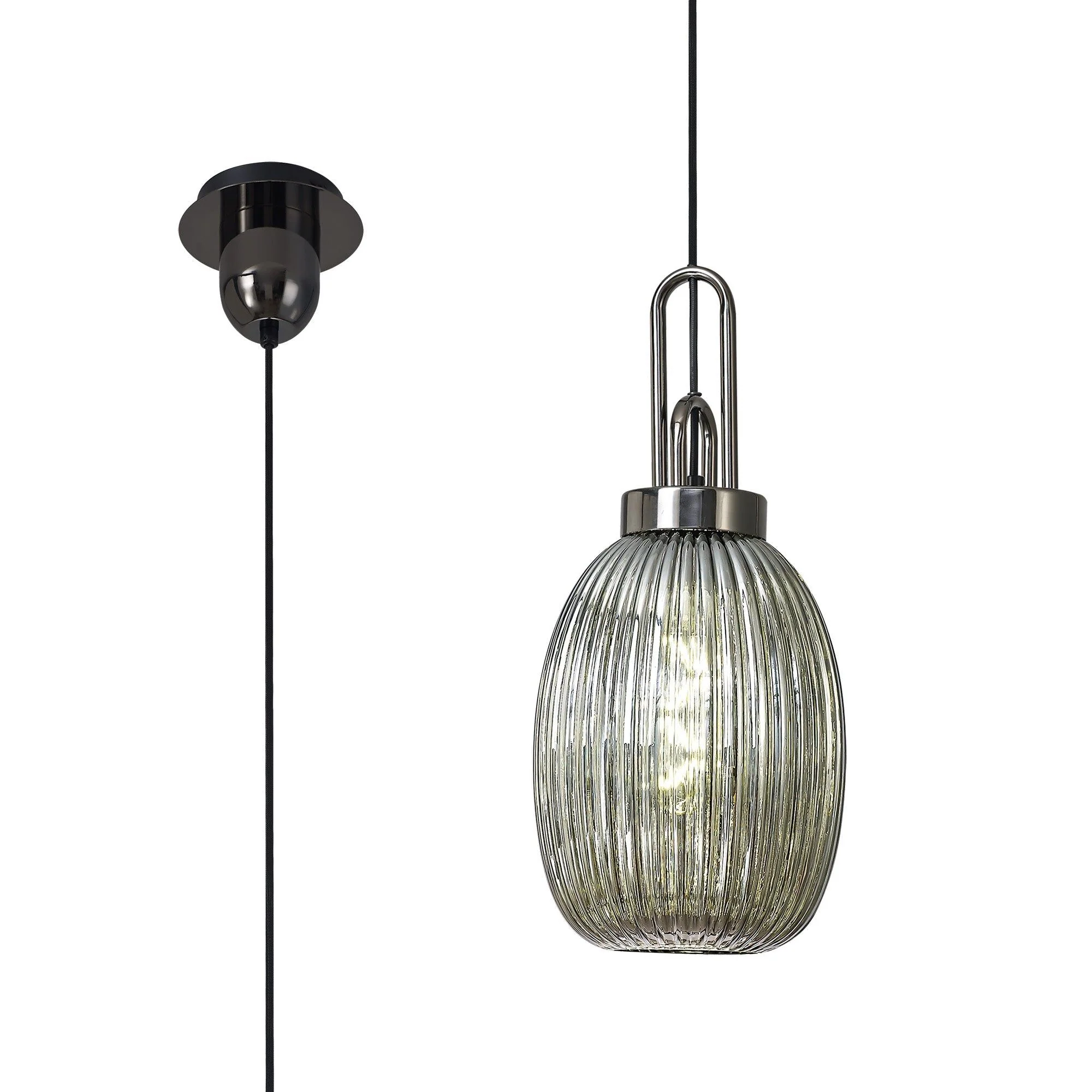 Cadiz 1 Light Pendant With 20cm Almond Ribbed Glass - Various Colour Range - Image 21