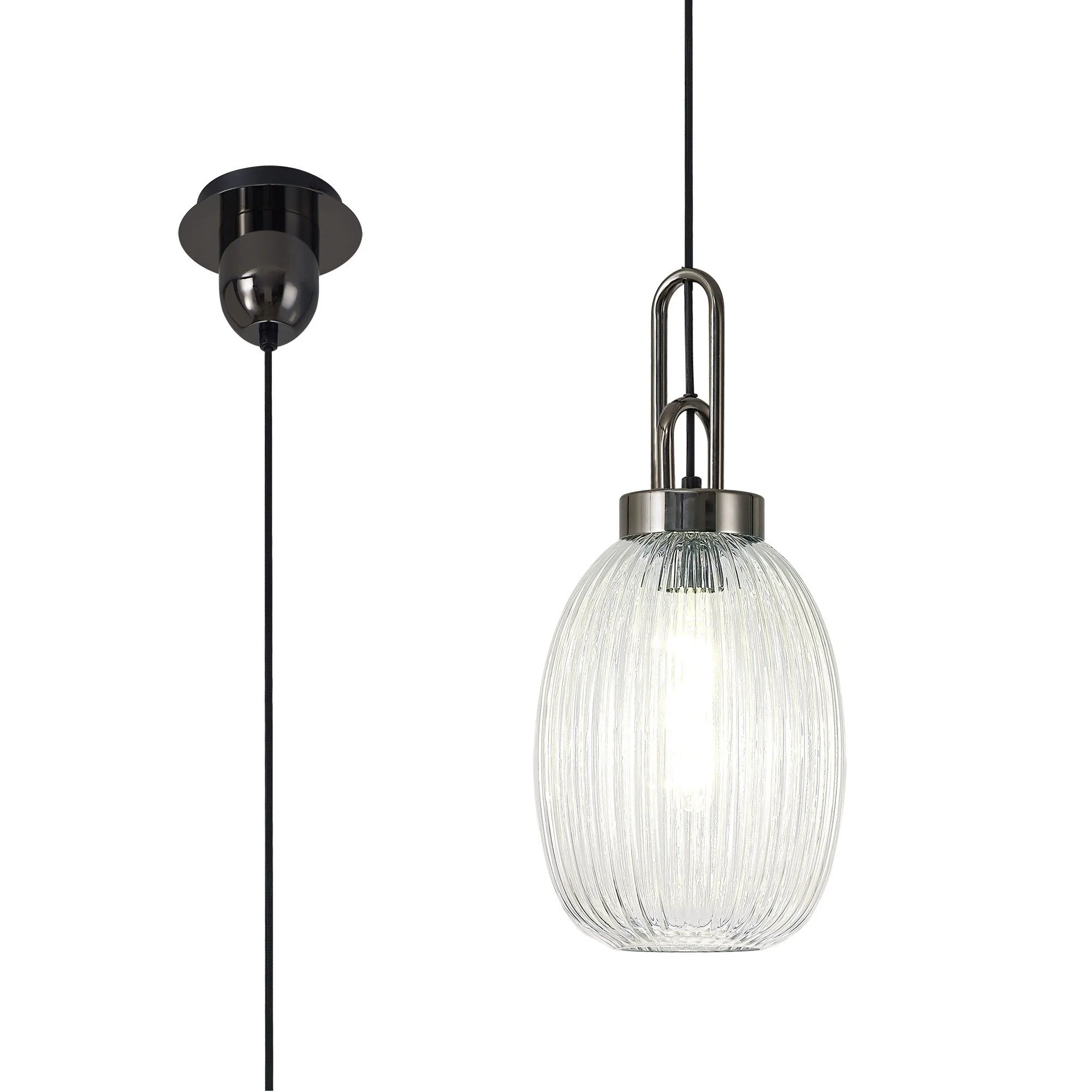 Cadiz 1 Light Pendant With 20cm Almond Ribbed Glass - Various Colour Range - Image 23