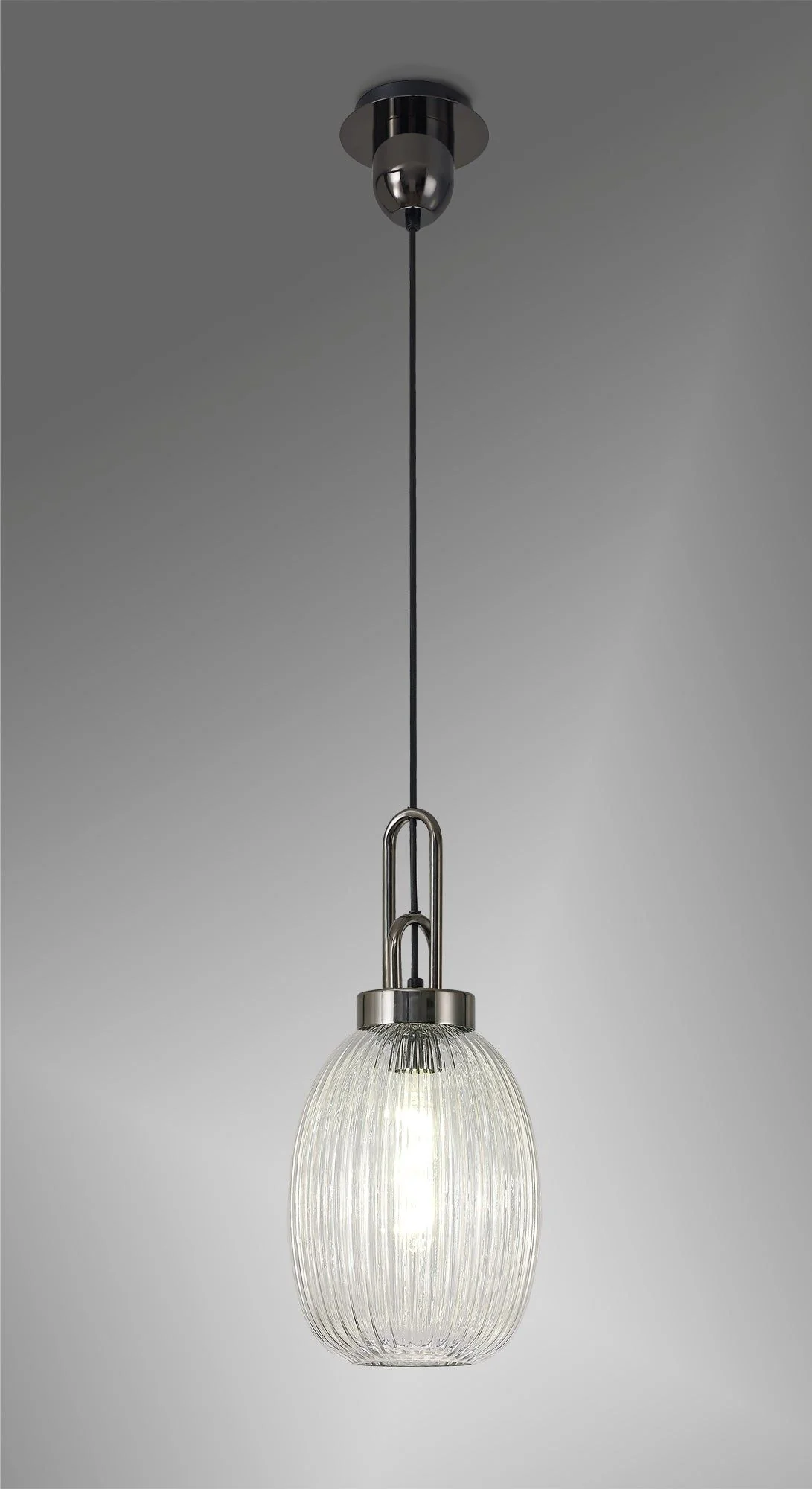 Cadiz 1 Light Pendant With 20cm Almond Ribbed Glass - Various Colour Range - Image 24