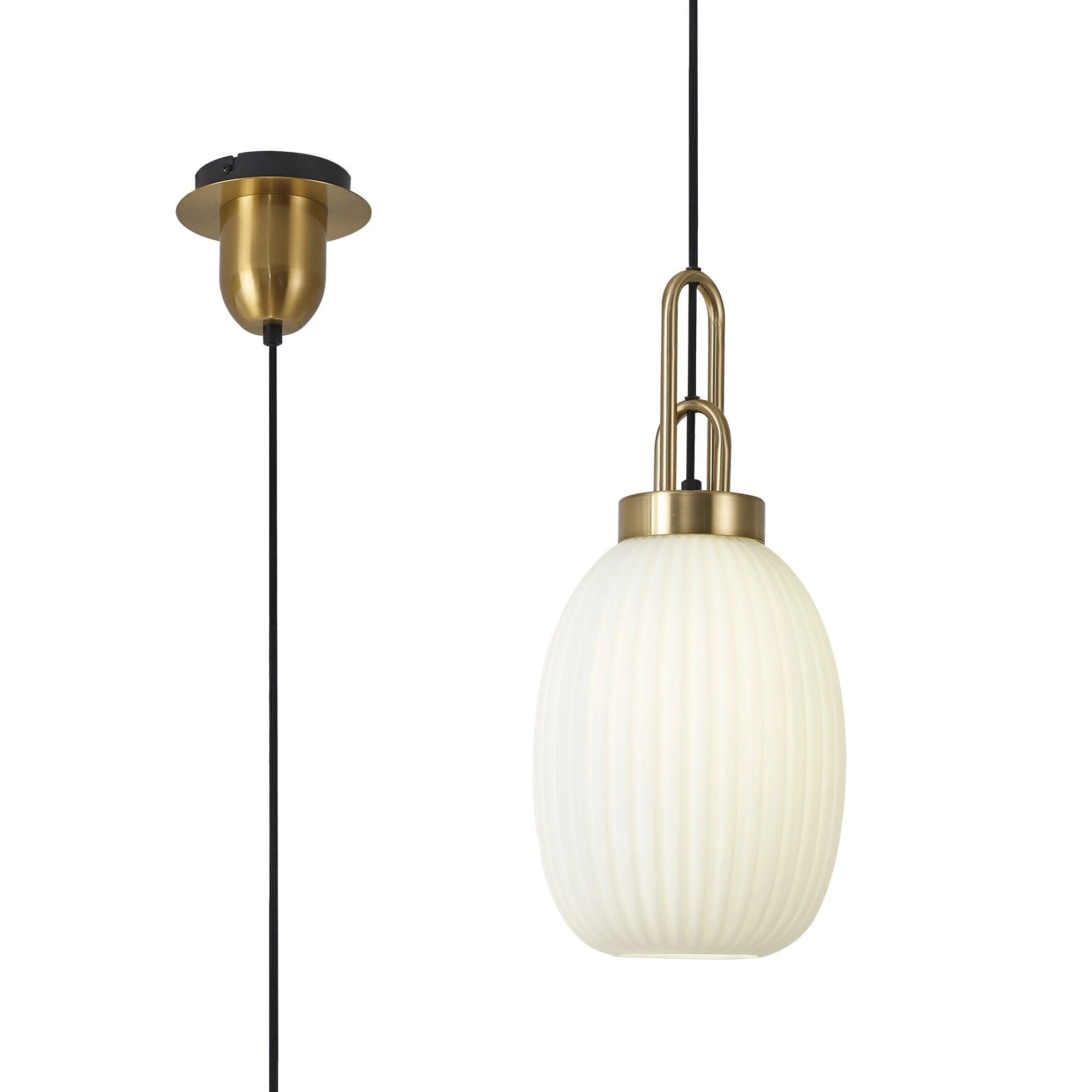 Cadiz 1 Light Pendant With 20cm Almond Ribbed Glass - Various Colour Range - Image 25