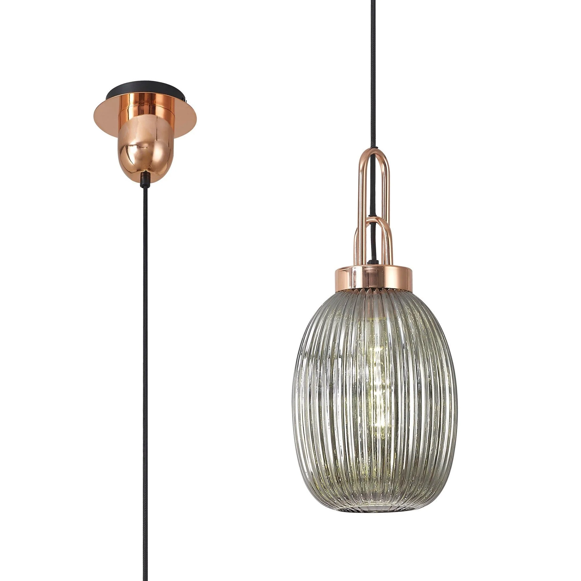Cadiz 1 Light Pendant With 20cm Almond Ribbed Glass - Various Colour Range - Image 37